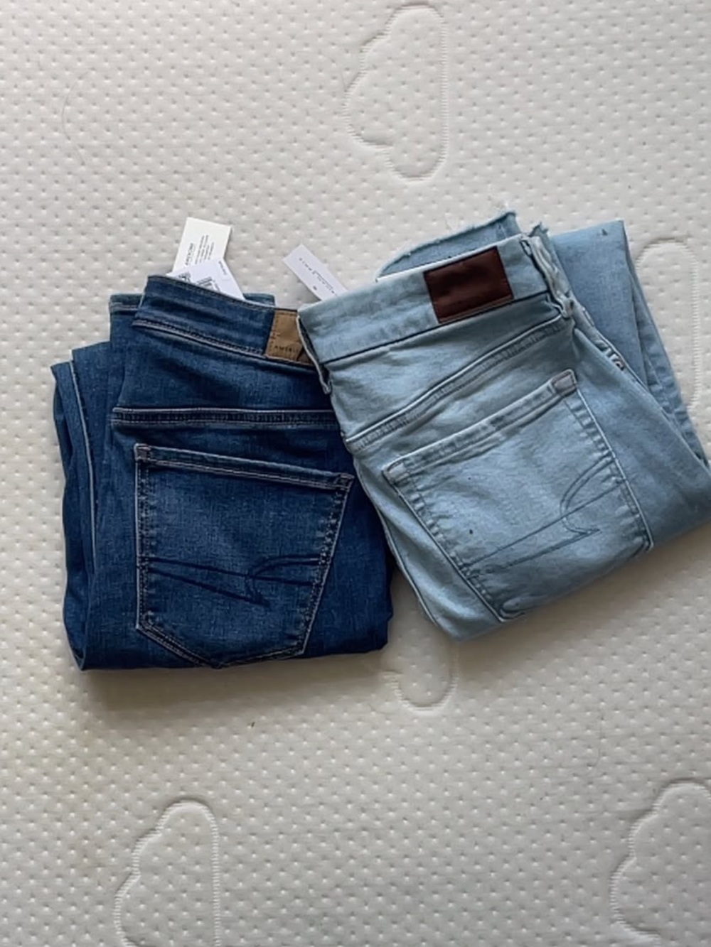 American Eagle Outfitters Light Wash Denim Shorts with Brown Patch